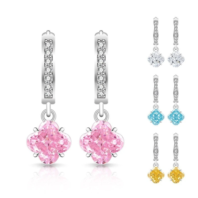 

2026 exquisite ice flower cut design in the shape of a clover. Suitable for women to wear as a piercing. Premium jewelry