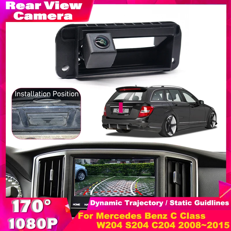 HD Car Trunk Handle Back Up Parking Reverse Camera Rear View Camera For Mercedes Benz C Class W204 S204 C204 2008~2014 2015