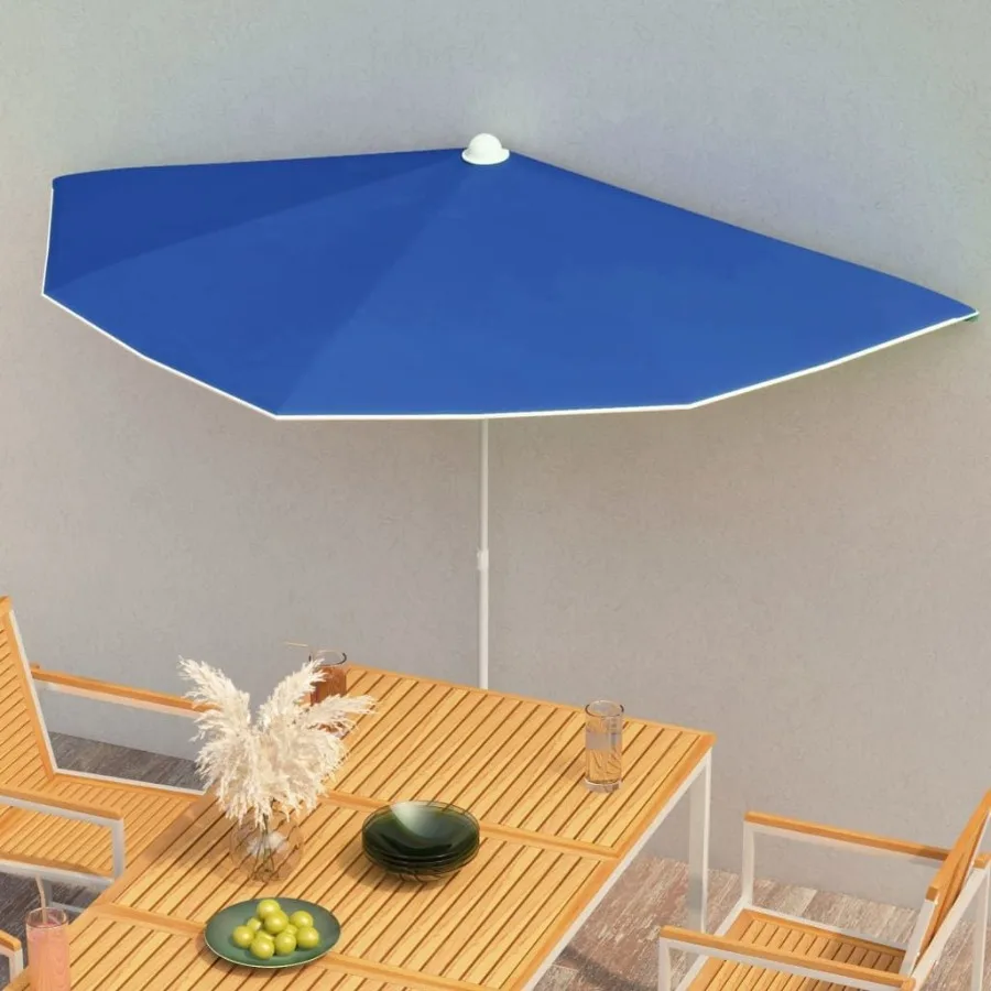 

Garden Half Parasol with Pole 70.9x35.4 Azure Blue