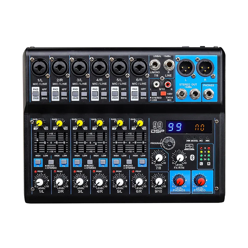 TLF Xtuga MGA Series 99DSP 6 8 10 12 48 فولت مزود الطاقة USB Mezcladora De o Mixer
