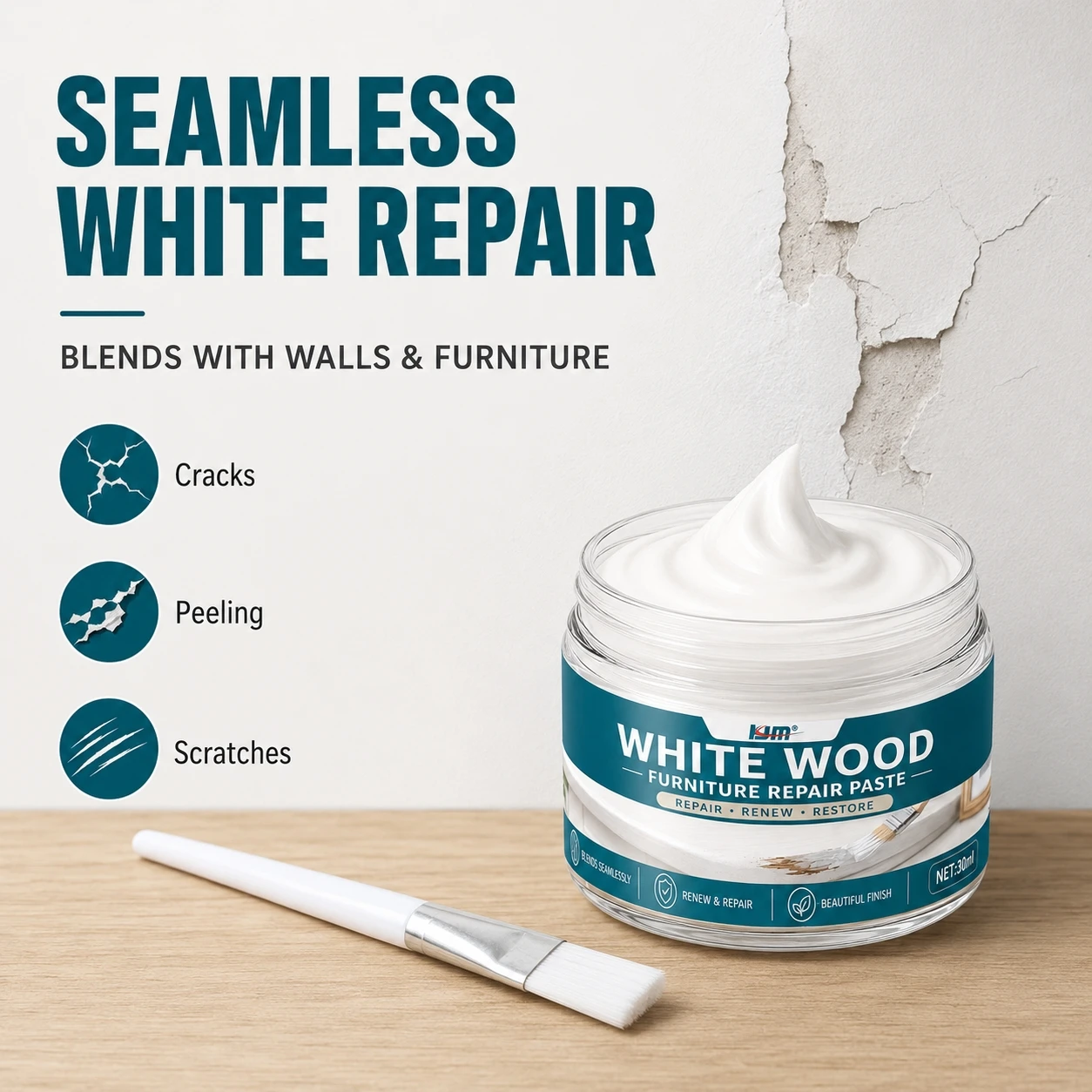 Drywall Repair Kit with Scraper Wall Hole & Crack Filling Paste Quick-Drying Mending Quickly Fill and Repair Home Wall Tool