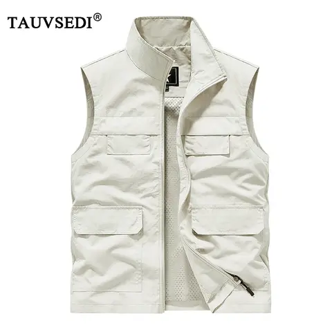 Sommar Herr Utomhus Cargo Andningsbara Ärmlösa Västar Herr Fisk Sport Flerficksvästar Kappa Man Lös Casual Kofta Väst 10 best sales väst med flera fickor - №2