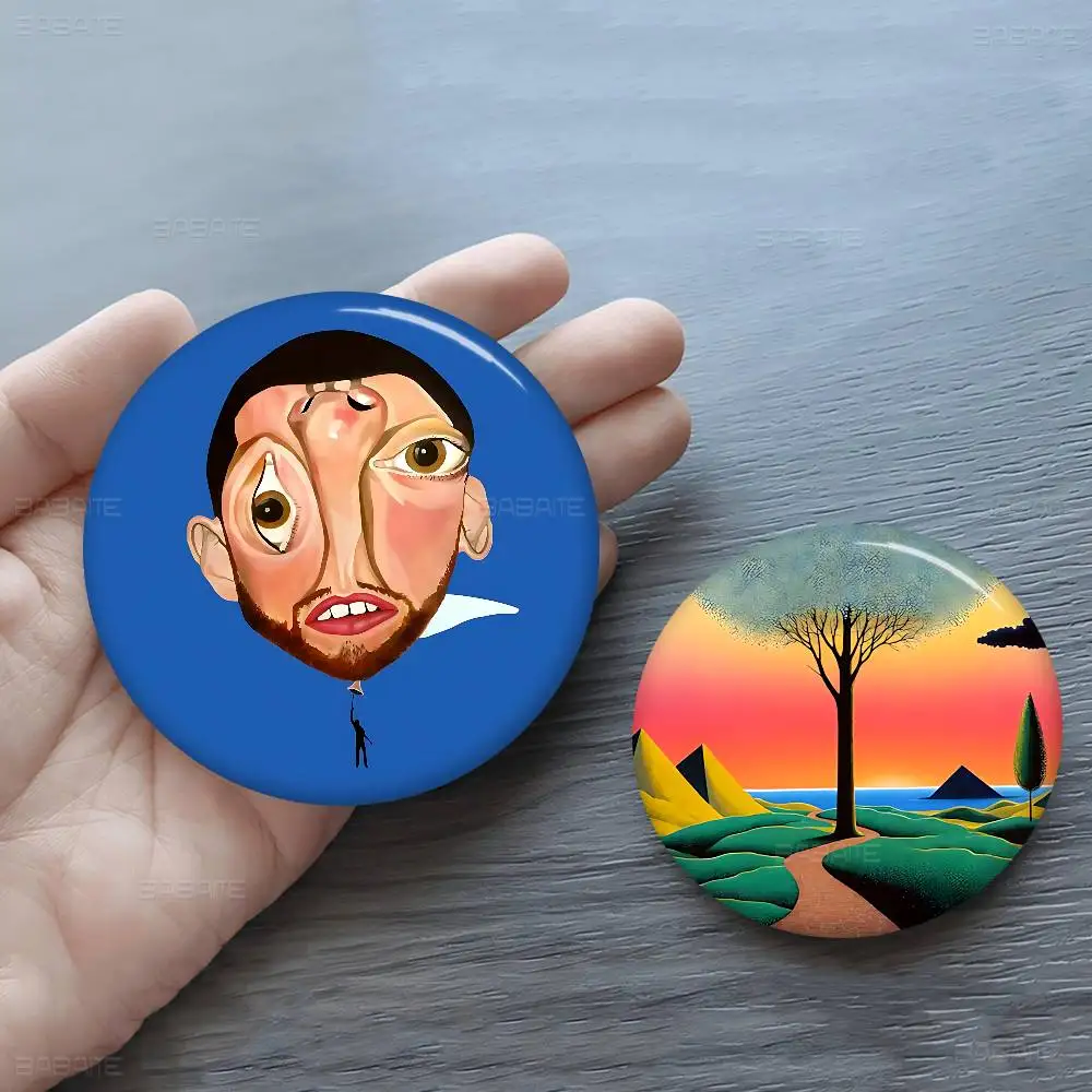 Singer M-Mac Miller Cartoon Brooches Anime Badge Round Handmade Brooch Lapel Pins Jewelry for Backpack Clothes Gifts