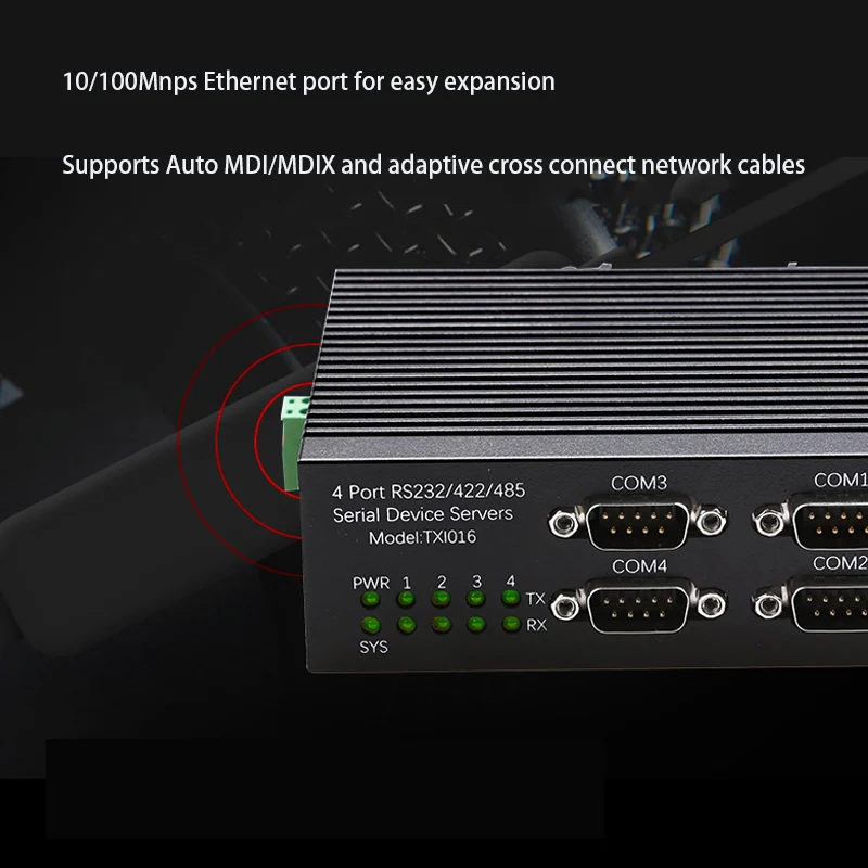 Plug and Play serial to Ethernet converter 10/100mbps Serial device servers RS232/485/422 industrial grade RJ-45 LAN Adapter