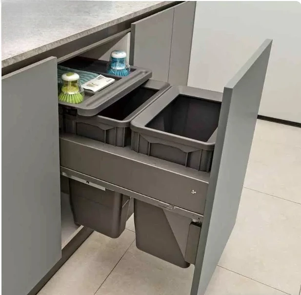 Large Hidden Slide Out Waste Bin for Home Bedroom Built-in Pull Out Kitchen Trash Can