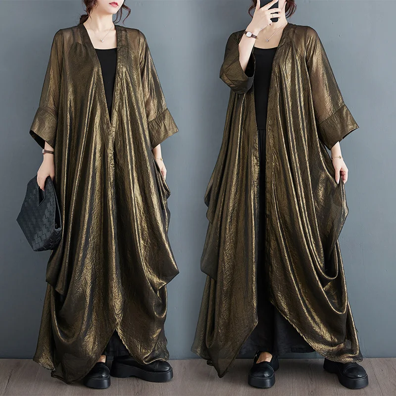 

2024 female new summer Korean style fashion casual all-match thin sunscreen long loose trench Wrap