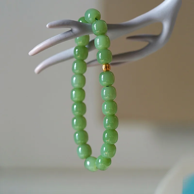 

Hetian Jade и Biji * 8 мм одиночный браслет в старом стиле с несколькими кругами 6 мм