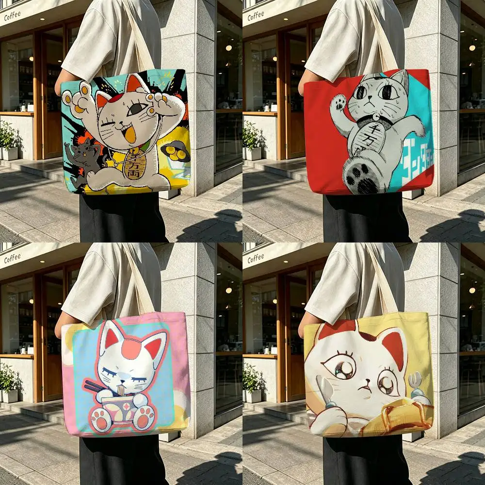 T-Turbo Granny   Printed Canvas Tote Bag with Zipper for Work School and Travel