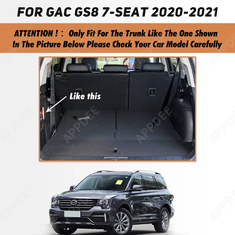 Auto Full Coverage Trunk Mat For GAC Trumpchi GS8 7-Seat 2020 2021 Car Boot Cover Pad Cargo Liner Interior Protector Accessories