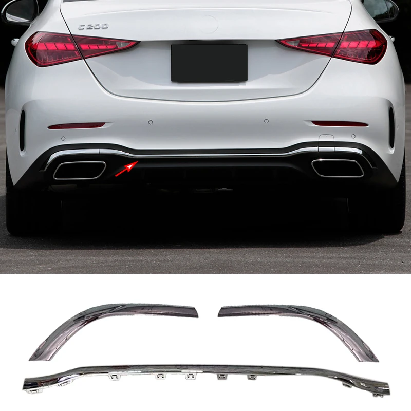 

A2068856203 A2068854104 A2068853904 For Mercedes C Class W206 C300 C200 Rear Bumper Chrome Chromium Trim Spoiler Diffuser