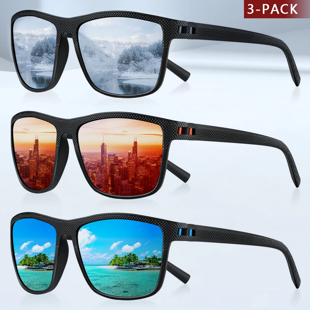 CRIXALIS 3 pezzi occhiali da sole quadrati polarizzati per uomini e donne arrampicata viaggi occhiali da sole alla moda e alla moda ombra UV400