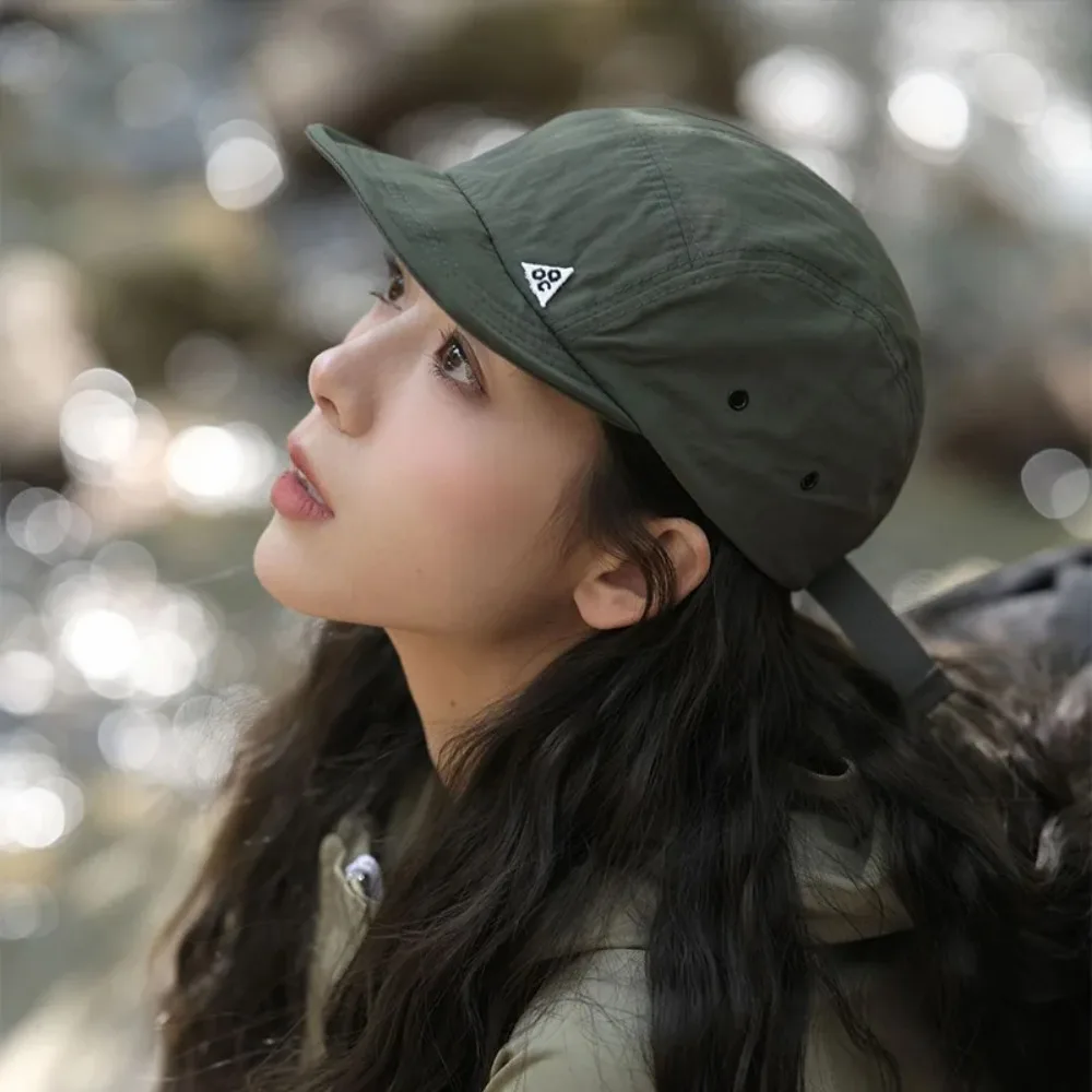 Retro Szybkoschnące Czapki Bejsbolówki z Krótkim Daszkiem Unisex Letnie Outdoorowe Ochrona Przeciwsłoneczna Codzienne Uniwersalne 5-klapowe Czapki Robocze Japońskie Czapki Kempingowe