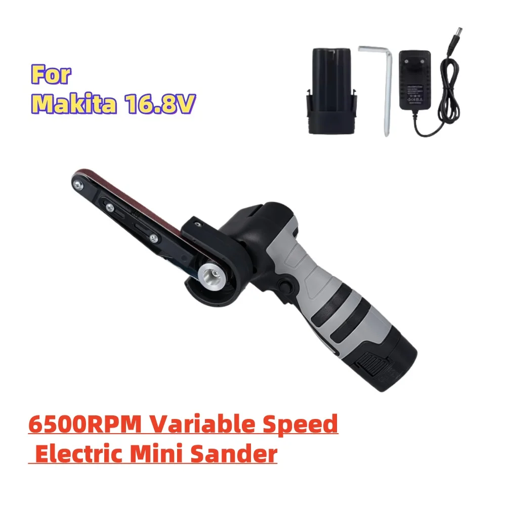 6500RPM Variable Speed Electric Mini Sander-Multi-Function Pipe Sander Polisher Belt Grinder for Wood, Works with Makita Battery