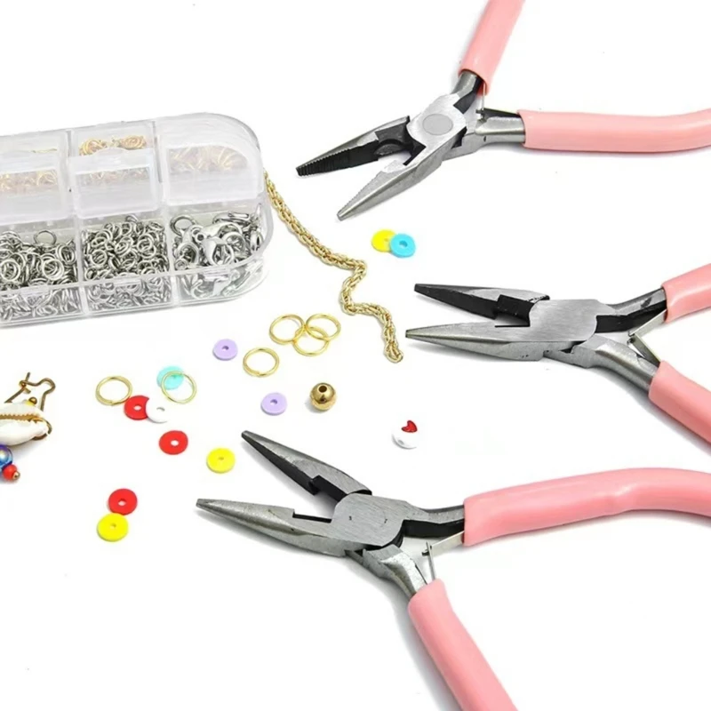 3 in 1 Jewelry Pliers Set Includes Diagonal/Round Nose Pliers/Needle-nose Pliers Mini Jewellery Tool for Jewelry Beading N58F