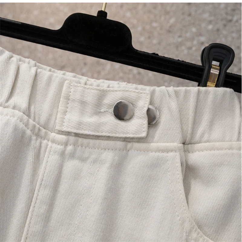 

S4XL летние женские повседневные джинсы с высокой талией, женские прямые брюки больших размеров, теплая подставка, весна-лето