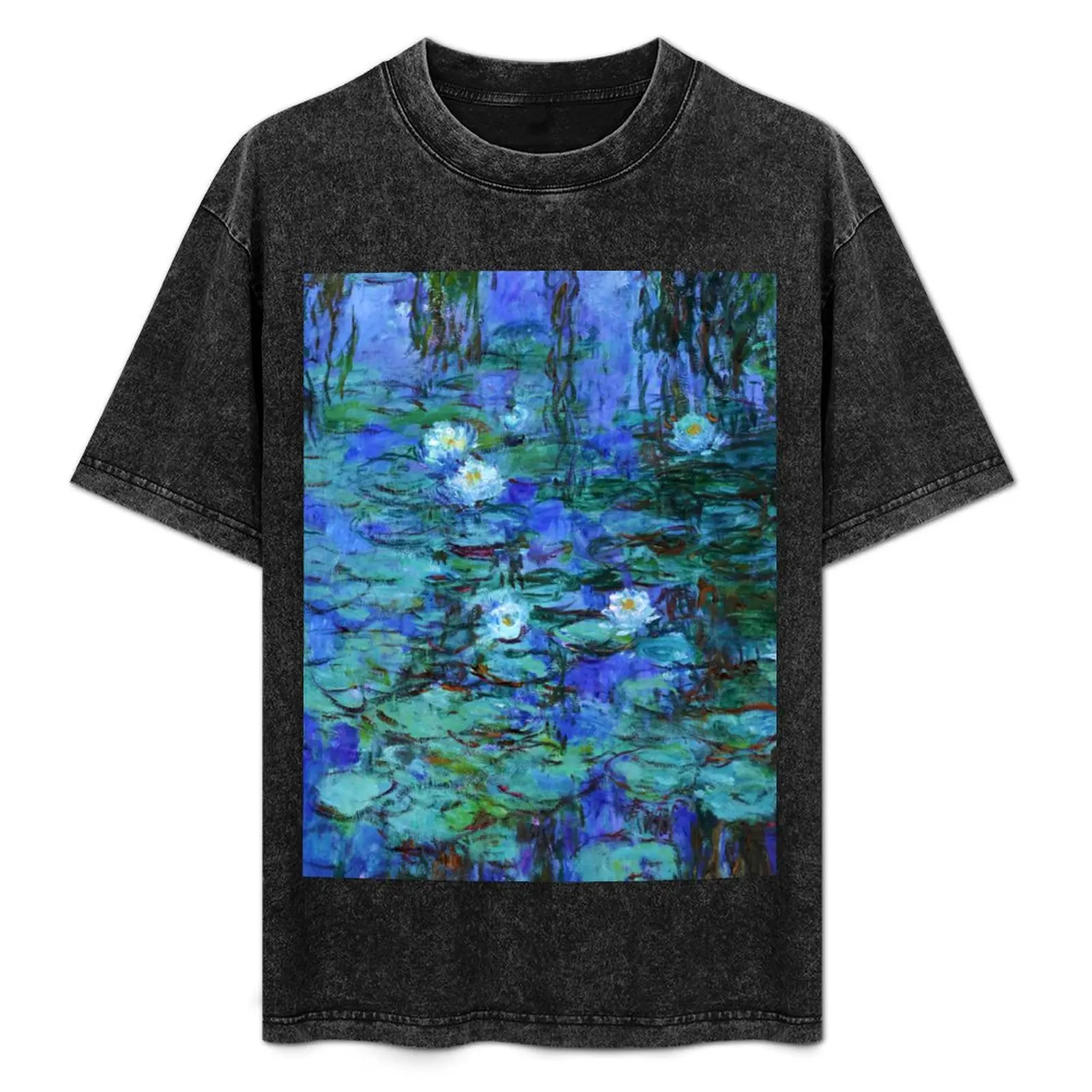 

Claude Monet Water lilies - Blue Water lilies (4) T-Shirt street wear Aesthetic clothing anime plain t shirts men