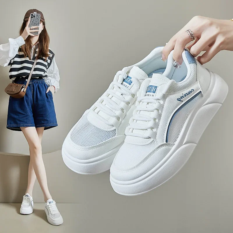 Fashion Women\'s Shoes 2024 New Thick Sole White Breathable Platform Tennis Woman Runing Shoes Female Casual Sneakers Zapatillas