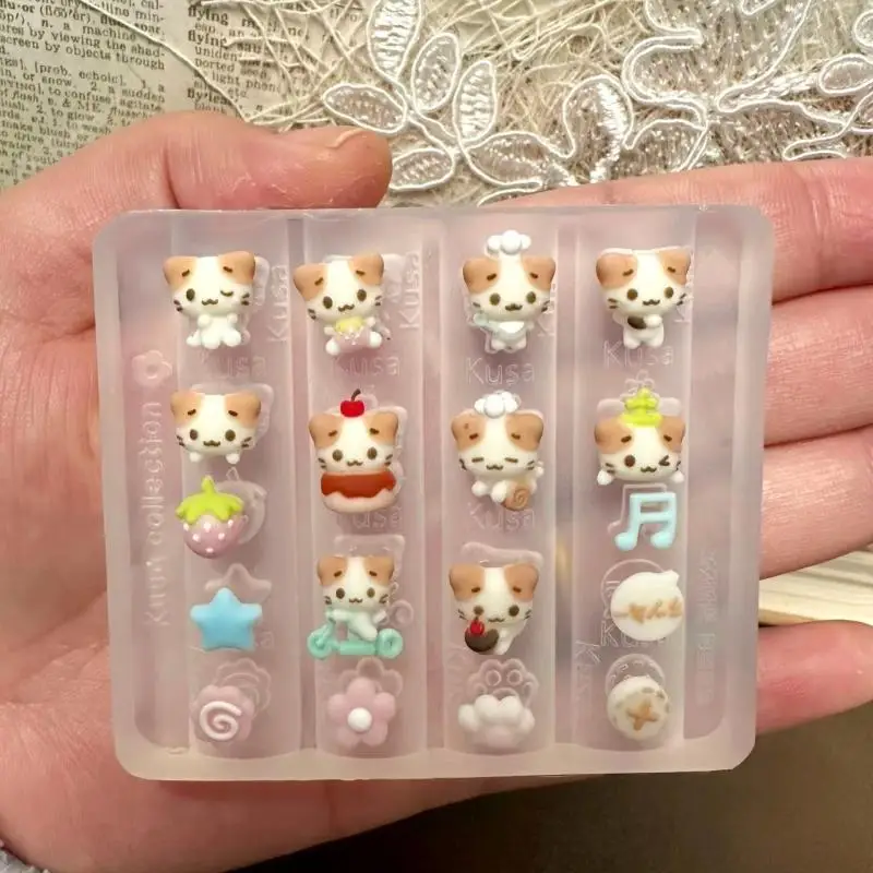 3D Relief Silicone Nail Art Molds Cartoon Animal Cat Design DIY Nail Art Decorations Transparent Manicure Template