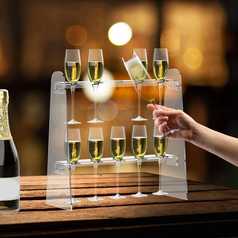 Acryl Champagner Glas halter stehen 2 Tier Champagner Wand mit 10 Slots Champagner Stand halter für Party Arbeits platte