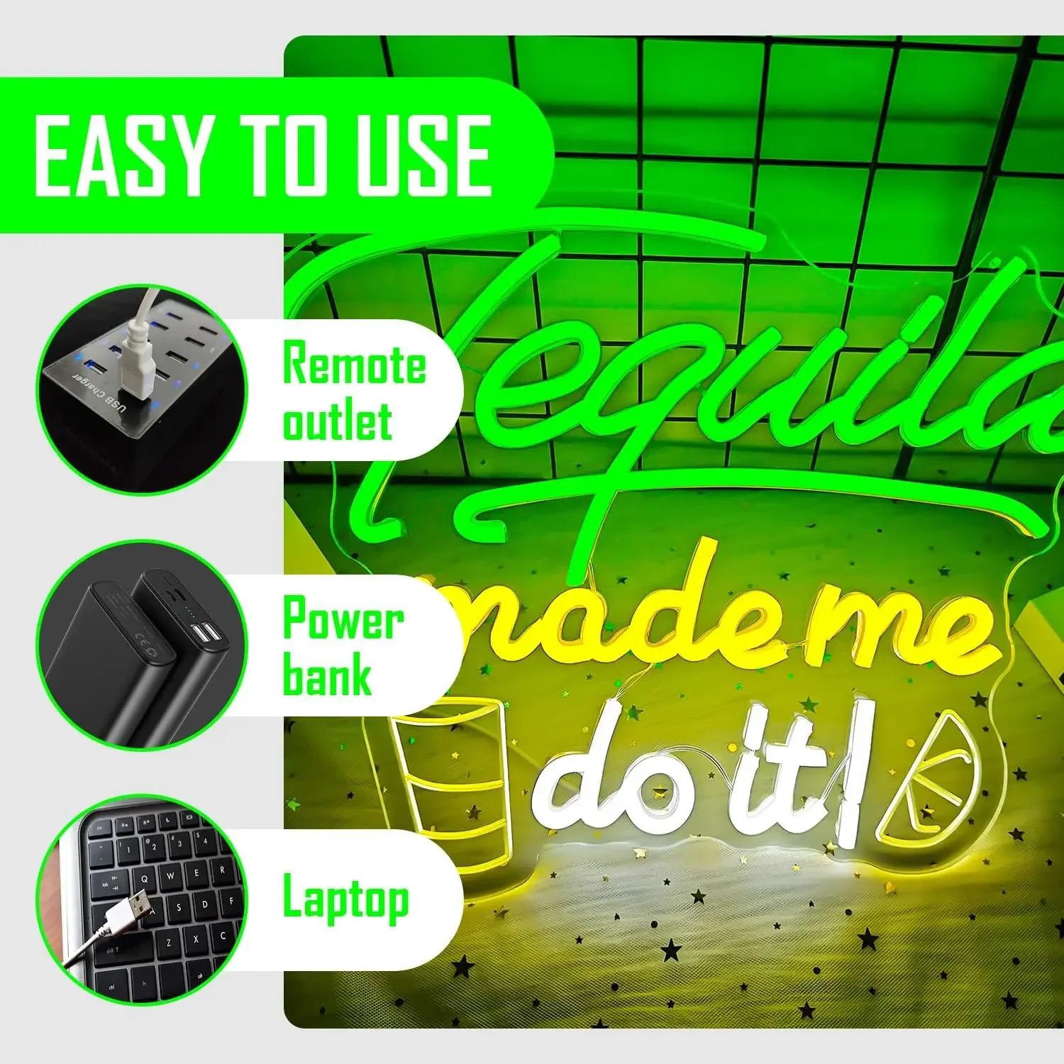 Tequila Made Me Do It Neon Sign Colorful Alcohol LED Wall Art Acrylic USB Dimmable Hanging Light Bar Home Party Decor