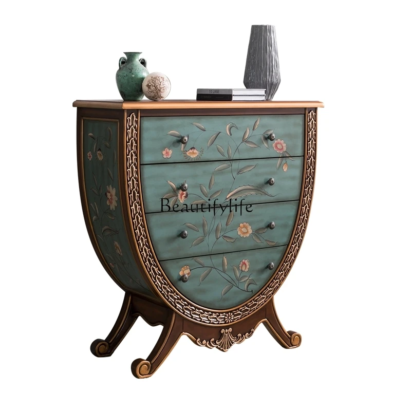 European Style Hallway Counter American Chest of Drawers Painted Solid Wood Decorative Storage