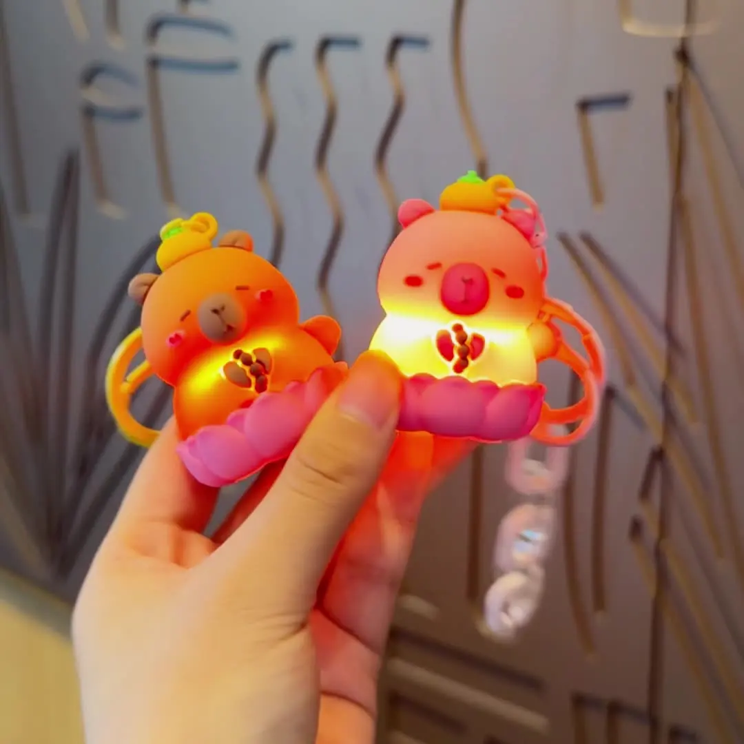 

Luminous Kapibara Lotus Lantern Keychain, Zen Bag Charm, Cartoon Figurine, Gift for Students