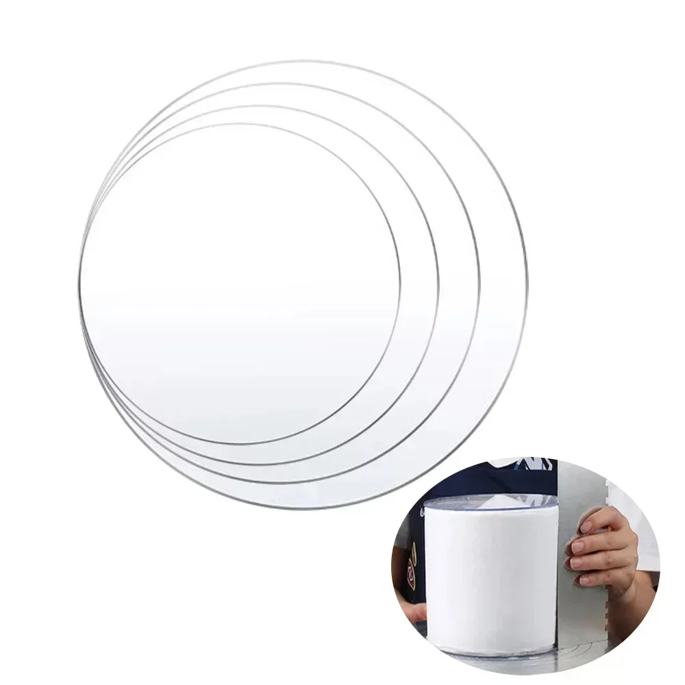 3pcs/4pcs Acrylic Cake Discs Set 4/6/8/10inch Round Cake Board For Cake Trimming Circle Clear Perspex Sheeting Ganaching Plate