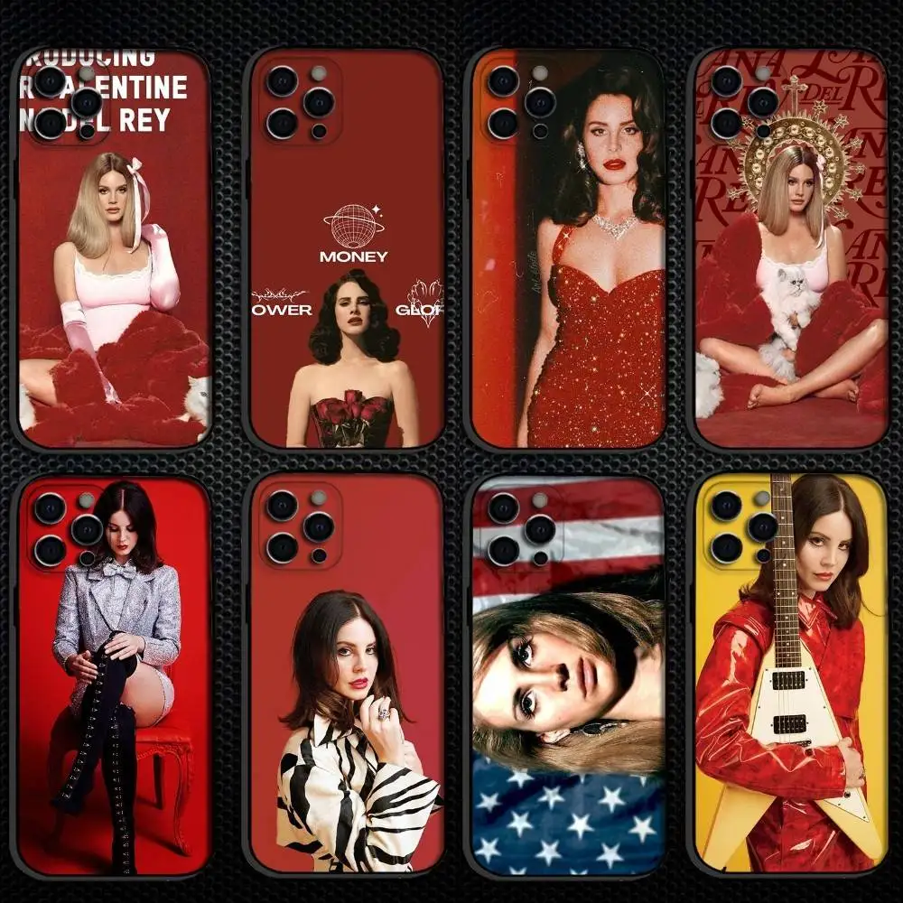 

L-Lana Del Rey Singer Phone Case For Phone Case For iPhone 16,15,14,13,12,11 Plus,Pro Max, Soft Silicone Black Cover