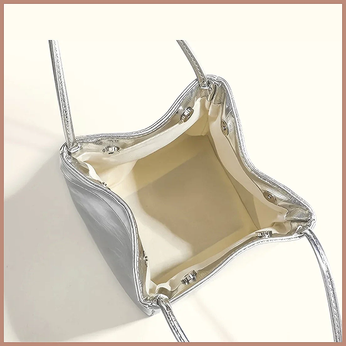 Sparkling Silver Mini Drawstring Bucket Bag, PU Glittery Crossbody Handbag with Wallet for Women image 5