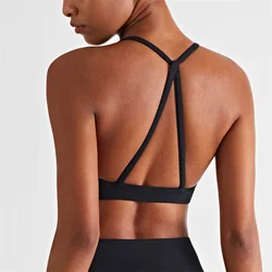 Sexy Backless Sports Bra Gym Workout Bra Women Yoga Crop Top Vest High Support Triangle Back Fitness Bralette Push Up Underwear