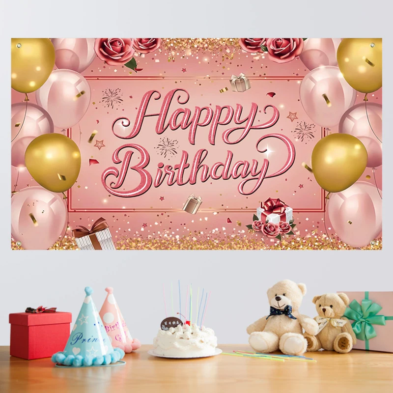 Tela de fondo para cumpleaños, pancarta de cumpleaños, suministros de decoración para fiestas y reuniones familiares, tapices, decoración del hogar