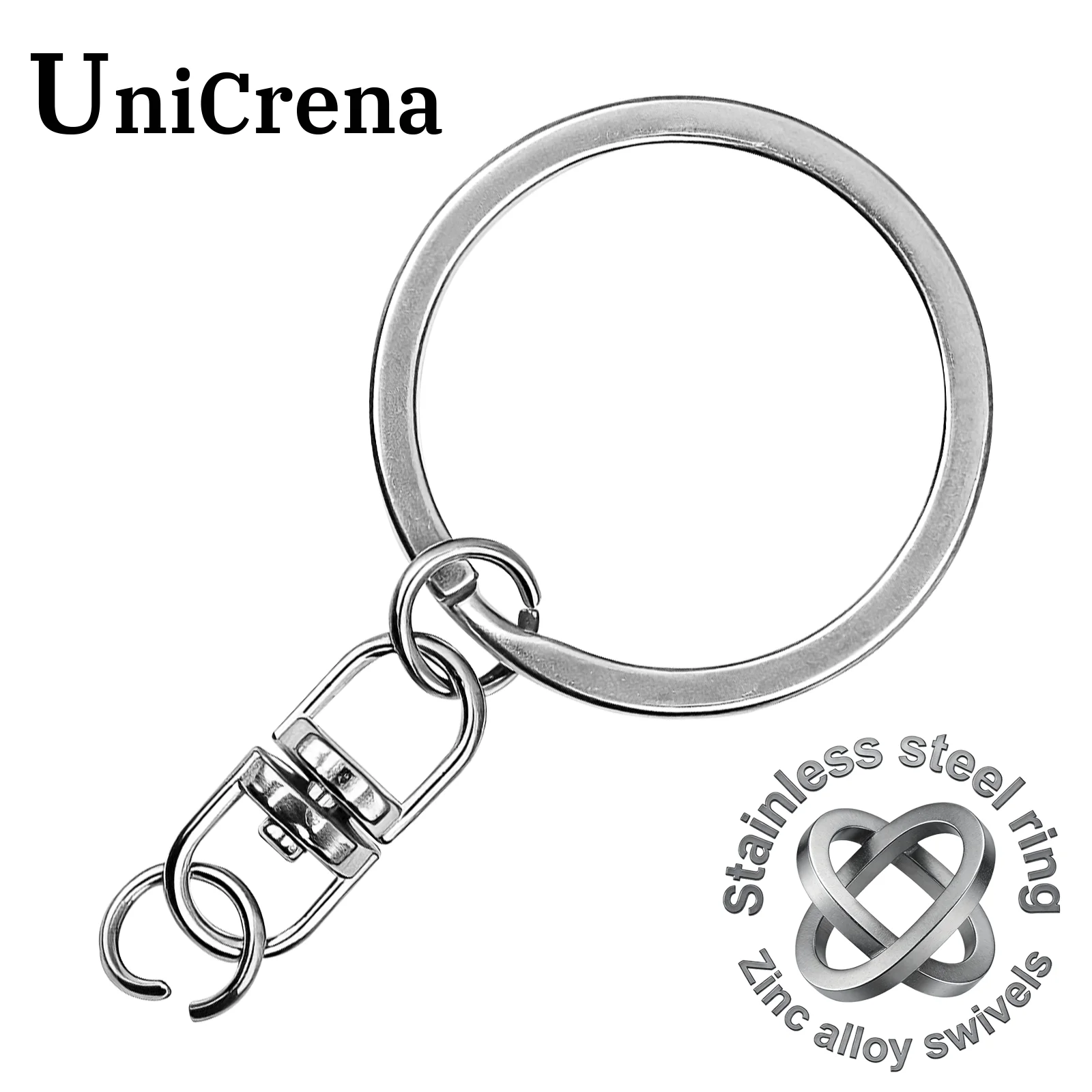 

UniCrena Swivel Key Ring Connector Set Stainless Steel Split Key Ring Jump Rings for EDC Backpack Dog Tags DIY Home Office Keys