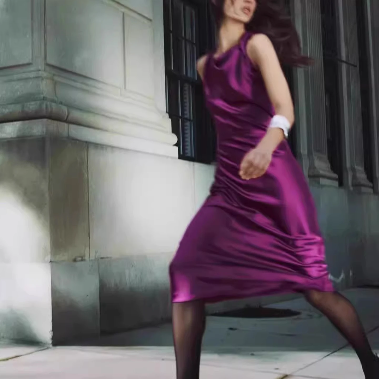 엘리 실크 새틴 여성용 조끼 롱 드레스 미디 스커트 슬레 지퍼 클로저 H라인 폴리에스터 섬유 노 슬리브 라운드 넥 데일리...