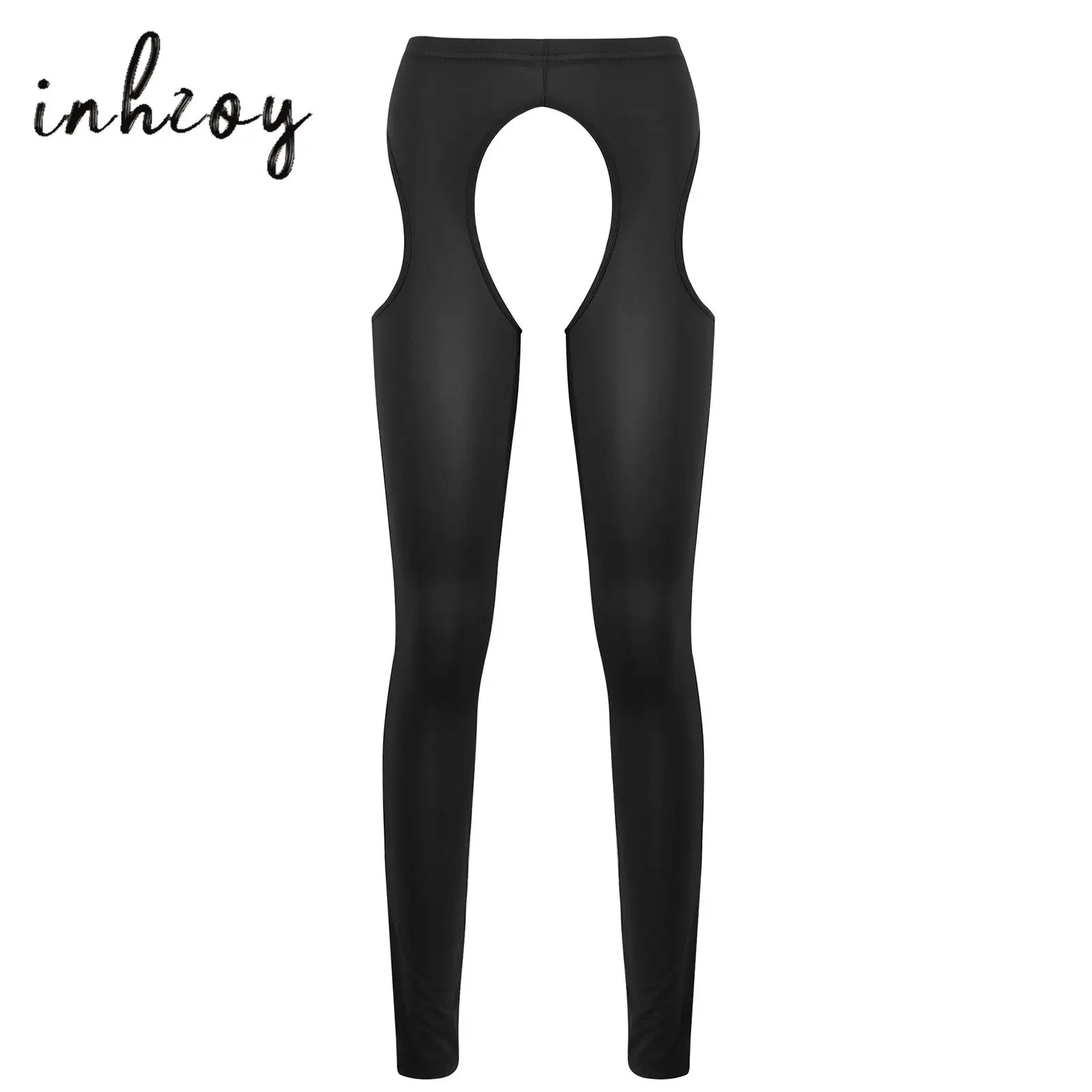 

Мужское и женское сексуальное женское белье с вырезами, ажурные леггинсы, брюки-карандаш, эластичные глянцевые длинные брюки с высокой талией, клубная одежда Rave