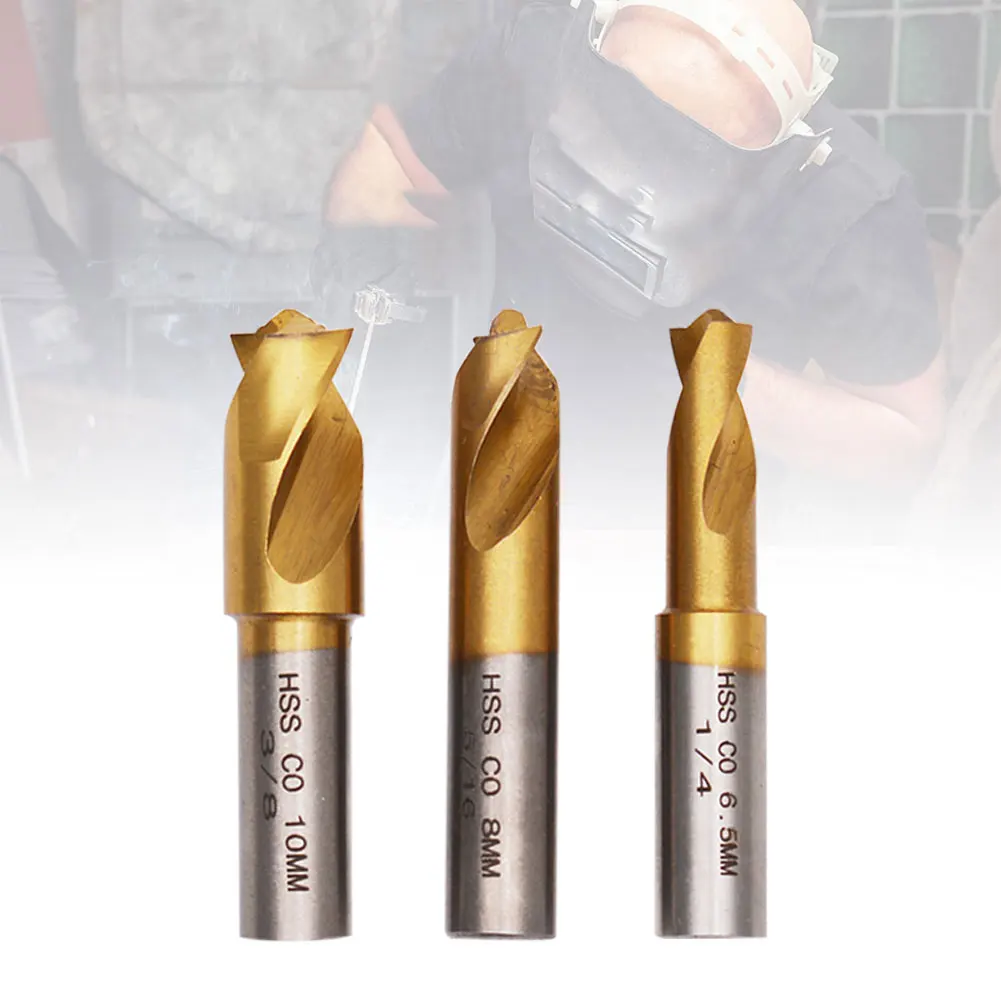 3Pcs 6.5mm 8mm 10mm HSS CO Spot Weld Drill Bit Set Titanium Plating Sawtooth Point Countersink Bit Welding Cutting Accessory