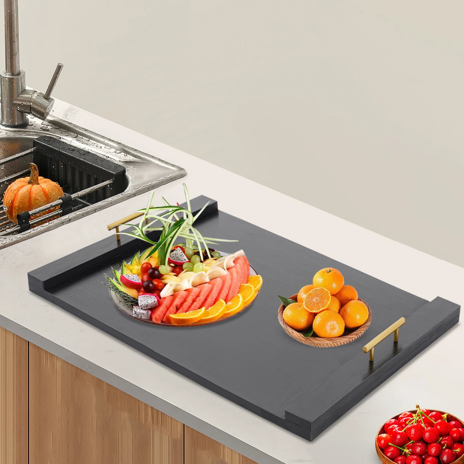

29.9"Lx21.6"W Wooden Noodle Board Stove Cover with Handles-RV Sink Cover for Gas/Electric Stoves,Kitchen Counter Space Top Cover