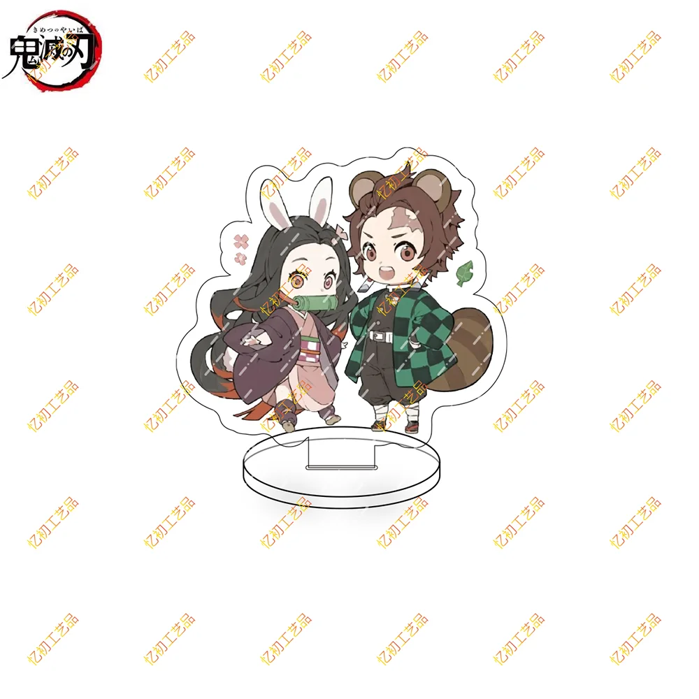 Demon Slayer Anime Q-Version Acrylic Standing Plates Kamado Tanjirou Agatsuma Zenitsu Cartoon Mini Desktop Ornament Kawaii Gift