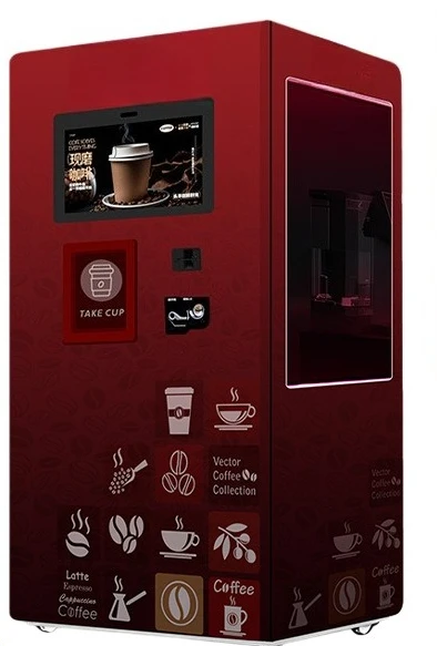 Unmanned self-service coffee vending machine, freshly ground automatic coffee vending machine