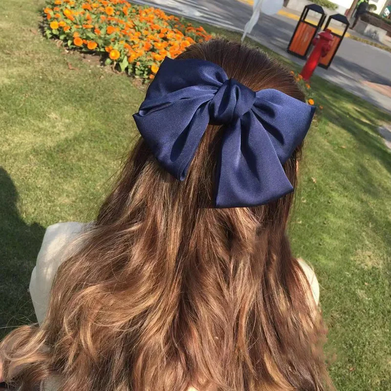 Aksesoris Rambut Busur Besar Mode Penjepit Rambut Pita Satin Jepit Rambut Busur Besar Jepit Rambut Wanita Satin Anak Perempuan Lucu