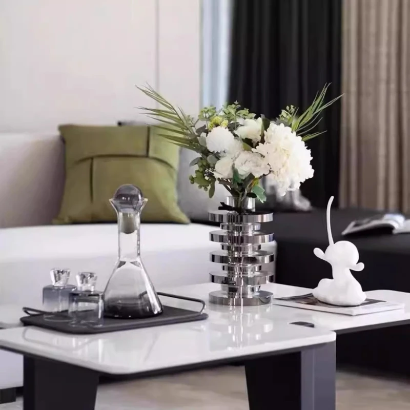 

Комбинированный орнамент журнального столика для модели комнаты, высококачественный кожаный поднос с имитацией цветов и вина