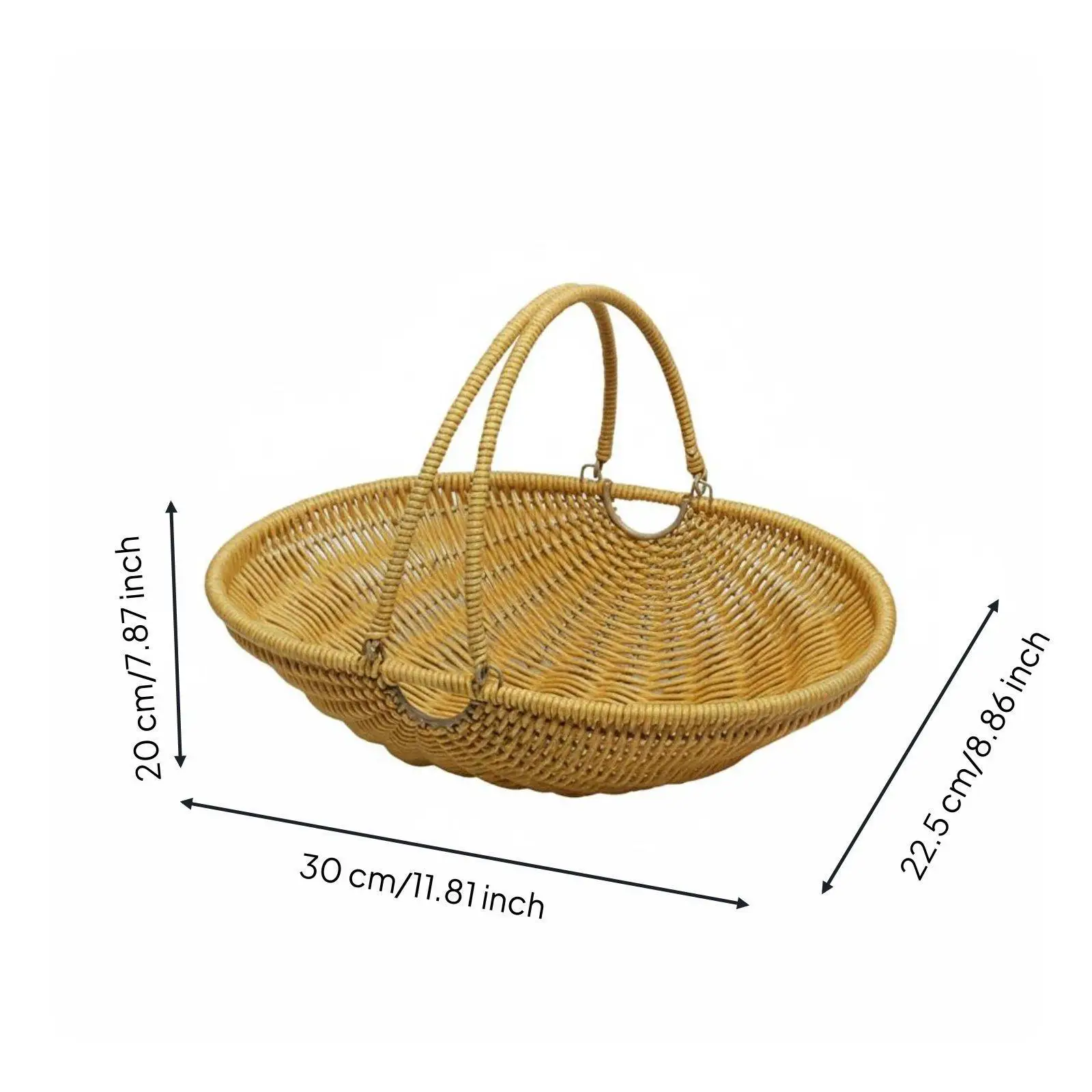 Braided Picnic Basket PP Plastic Storage Basket Portable Wicker Organizer for Outdoor Travel and Household Snacks