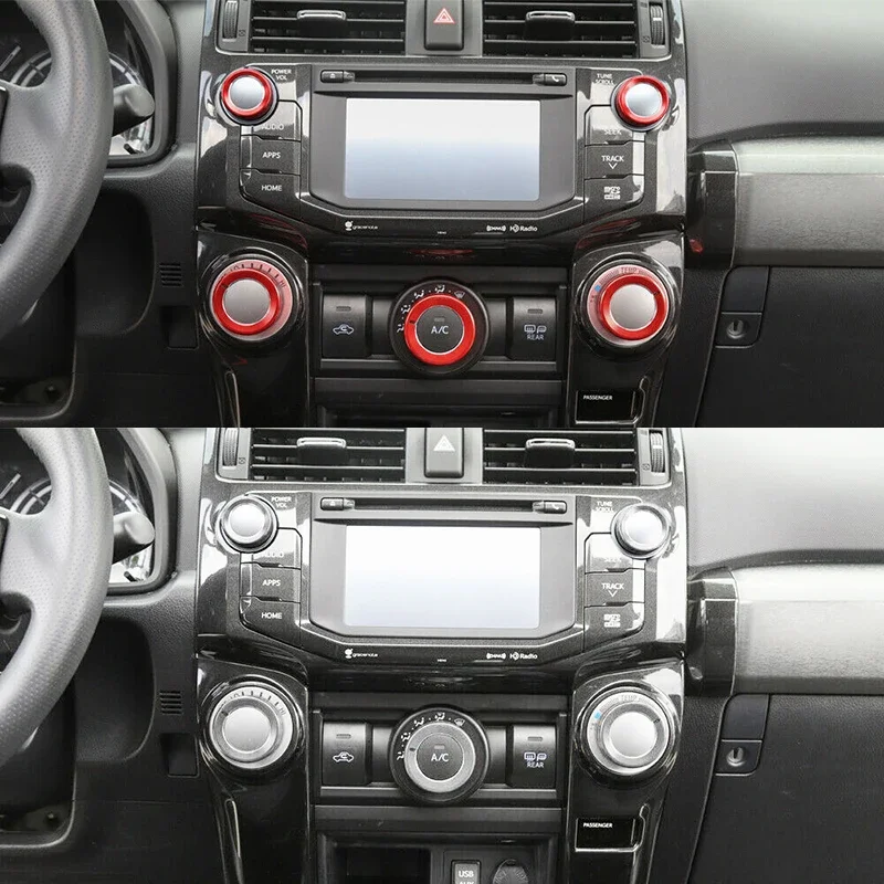 

8pcs Knob Decorative Cover Ring for Toyota 4runner Car Volume Air Conditioner Gear Shift Knob Terrain Mode Knob Trim Set Decor