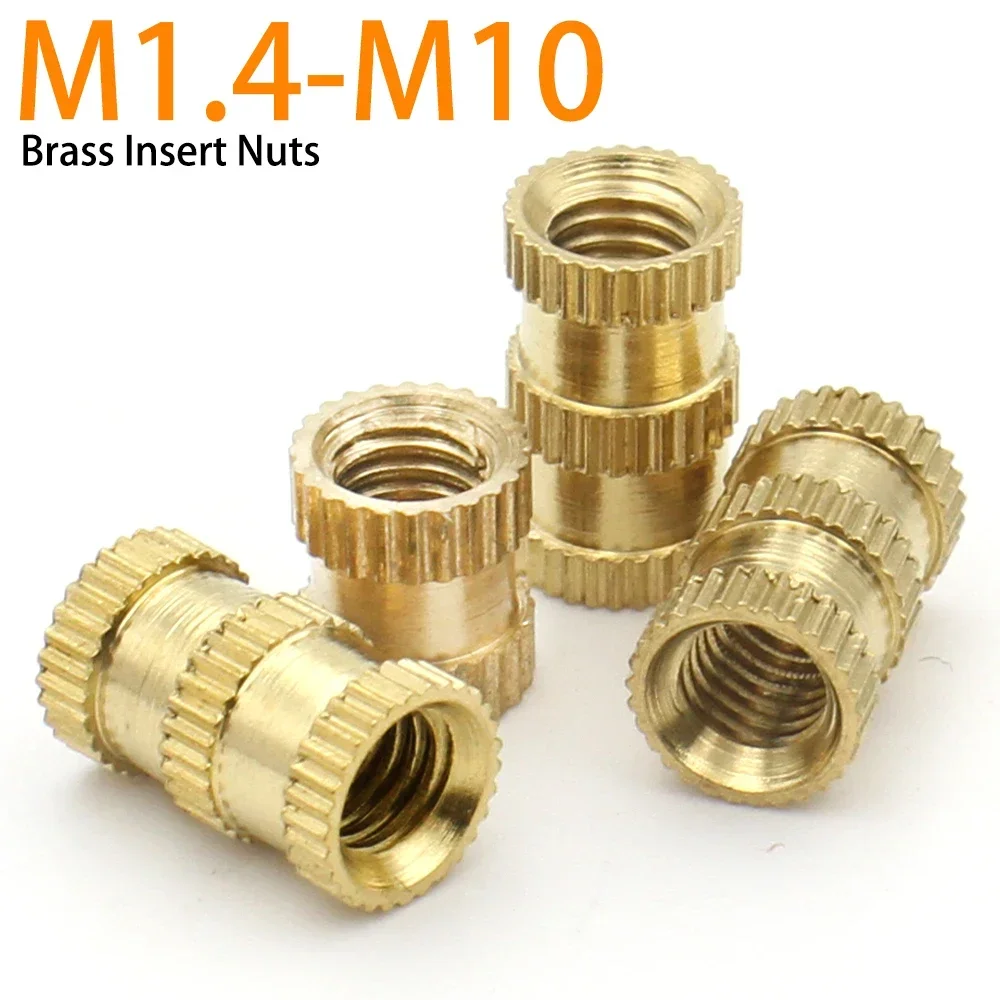 100/50/25/10/5Pcs M1.4 M1.6 M2 M2.5 M3 M4 M5 M6 M8 M10 Brass Insert Nut Injection Molding Brass Knurled Thread Inserts Nuts