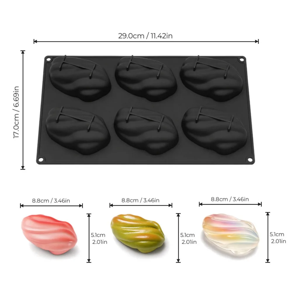 Molde de Silicona Flexible para Pastel de Mousse 3D, Molde para Postre Francés en Forma de Pistacho, Molde Antiadherente de Grado Alimenticio para Hornear, para Hacer Dulces