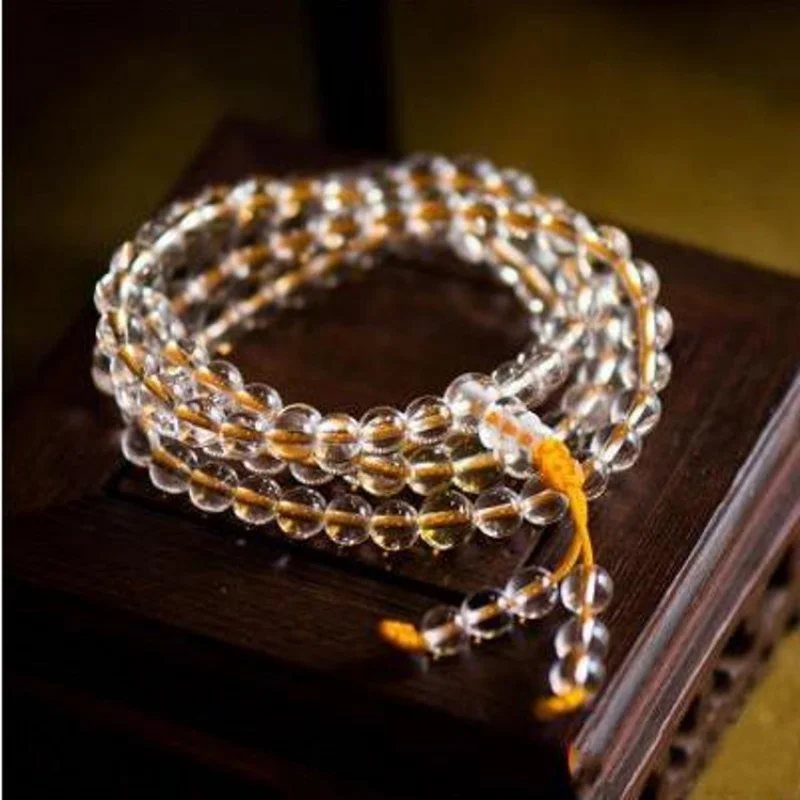 

White Crystal Bracelet Buddhist Beads Unisex Necklace Accessories Buddhist Beads108Buddha Beads Prayer Beads Ethnic Style Non-El