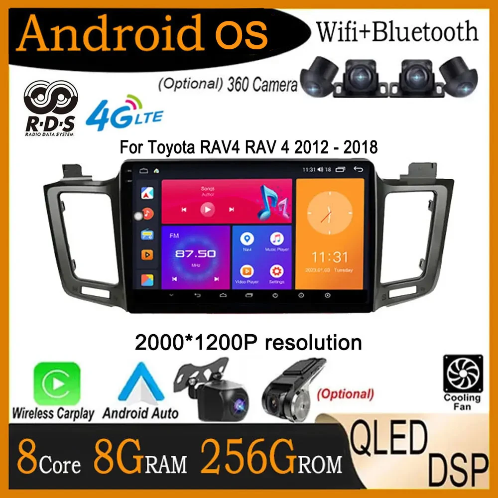 

9" Car Radio Android 14 For Toyota RAV4 RAV 4 2012 - 2018 Auto Radio Carplay 4G+WIFI Car Multimedia GPS Navigation