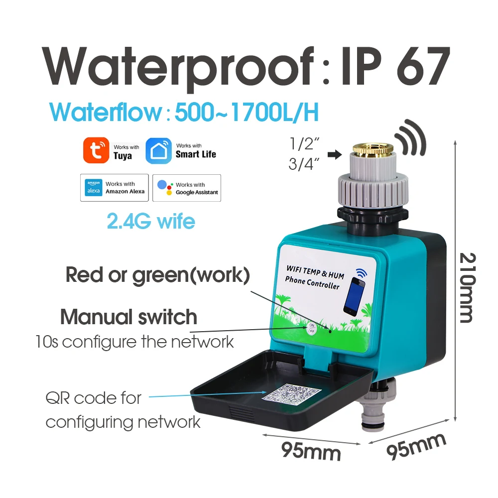 Bezprzewodowy Monitor temperatury wilgotności automatyczne podlewanie ogrodu zegar Wifi kompatybilny z Bluetooth inteligentny kontroler wewnątrz na