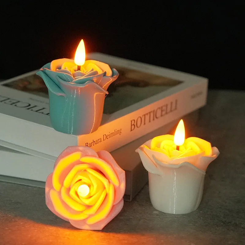 Velas electrónicas LED rosas, propuesta de confesión, decoración de cumpleaños, accesorios de boda, velas de simulación para el Día de San Valentín