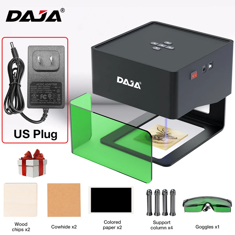 DAJA Lasergraveerder CNC Diy DJ6 Lasergraveermachine 3000 mw Snelle Mini Logo Mark Printer Cutter Houtbewerking Hout Plastic Glas