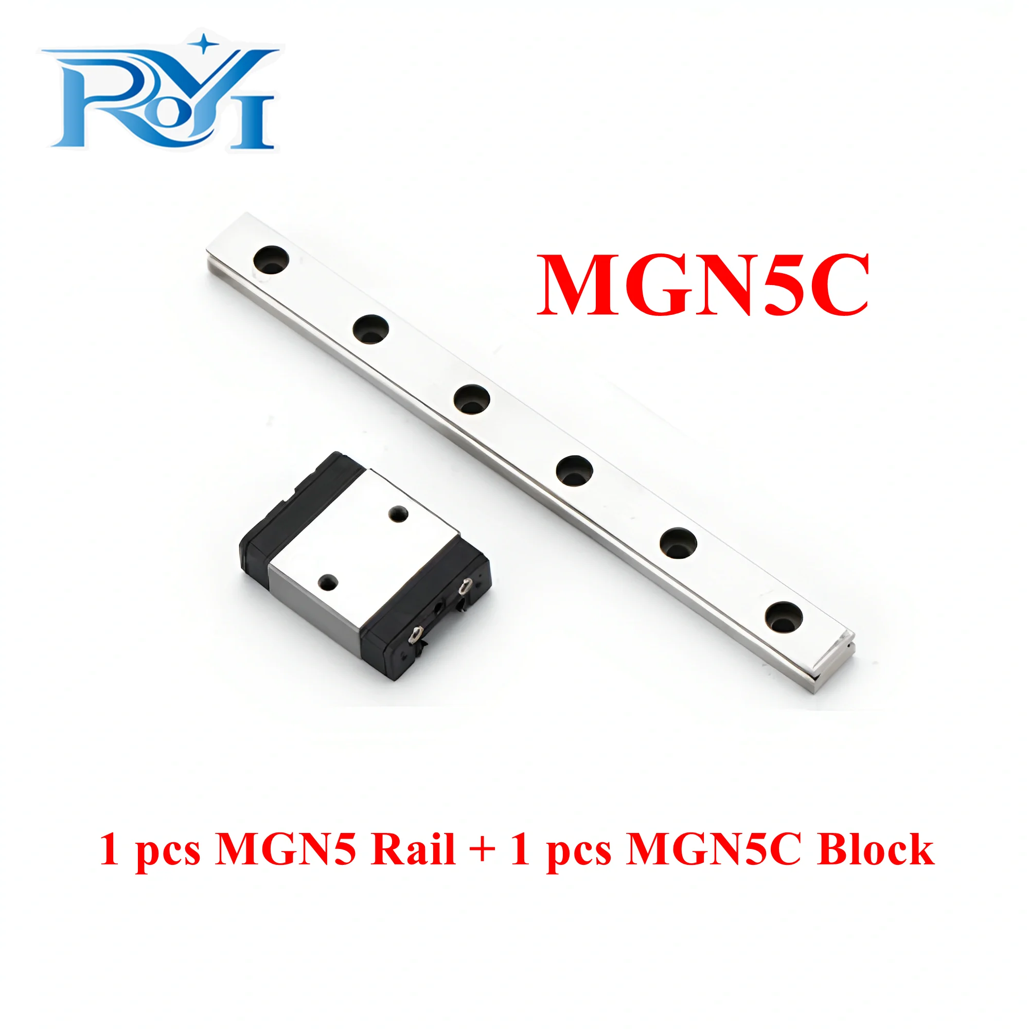 MGN MGN5 MGN5C Block L=30-250mm Miniature Linear Rail Slide 1PC MGN5 Linear Guide+1PC MGN5C Carriage for 3D Printer SLR Camera